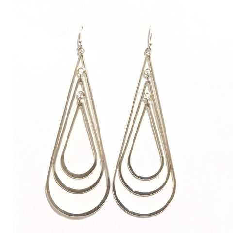 Three Flattened Raindrops Hook Earrings