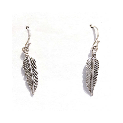 Silver Feather Hook Earrings