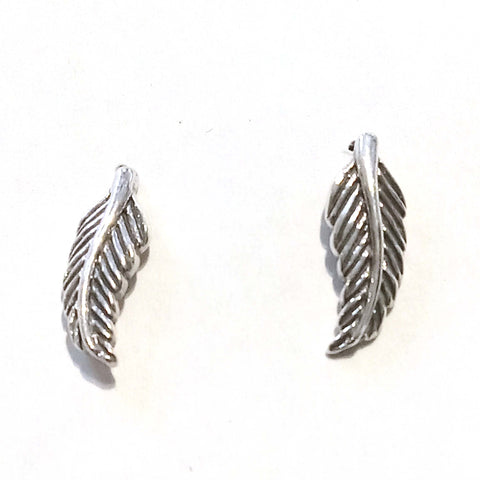 Silver Feather Post Earrings