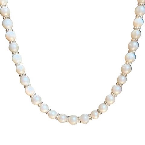Freshwater Pearl Necklace with Bali Style Beads