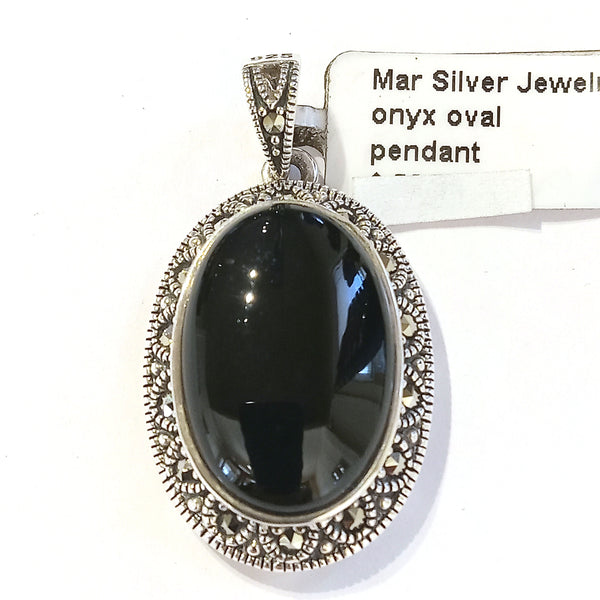 Oval Black Onyx Pendant Small