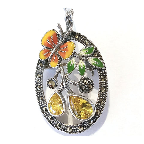 Enameled Butterfly Garden Pendant