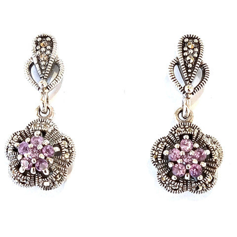 Amethyst Flower Dangle Earring