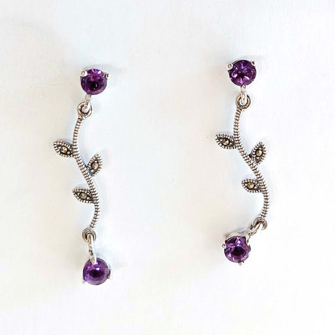 Amethyst Vine Flower Earrings