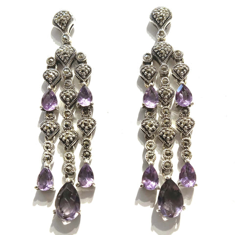 Triple Chandelier Amethyst Earrings