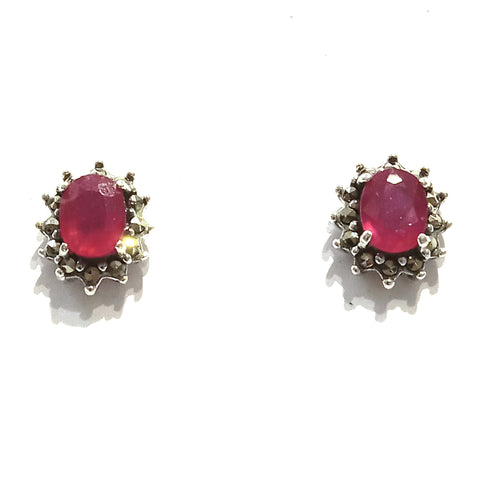 Oval Ruby Earrings