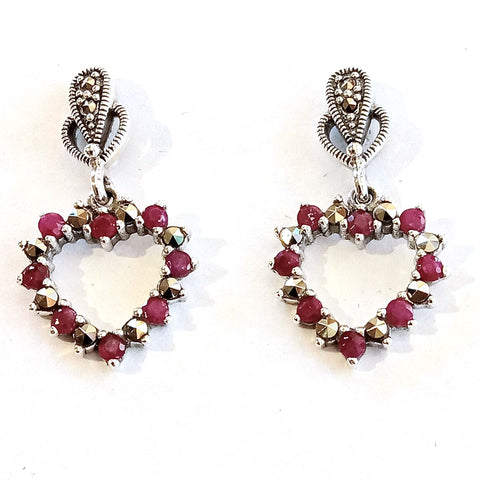 Ruby Heart Earrings