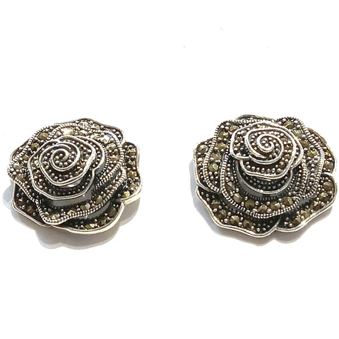 Marcasite Rosebud Earrings