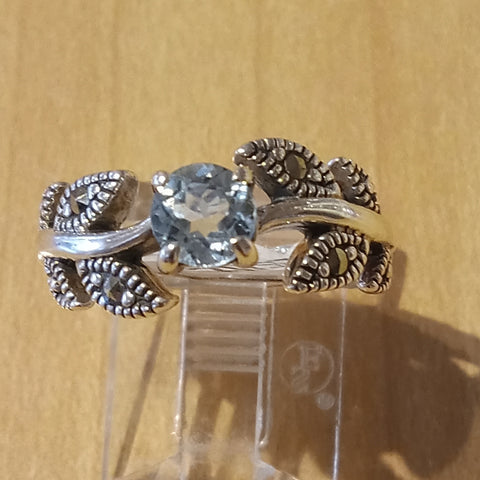 Blue Topaz Vine Flower Ring