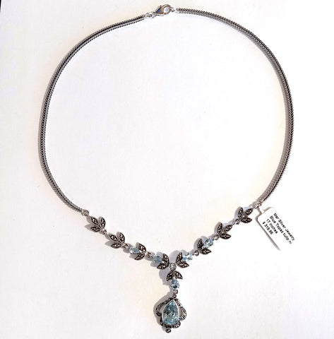 tulip blue topaz necklace 17 in.