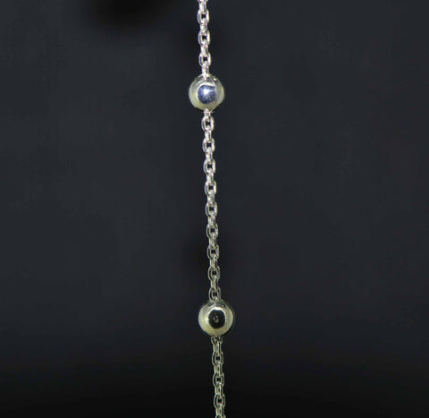 sterling silver 4 mm. bead station curb chain fine detail
