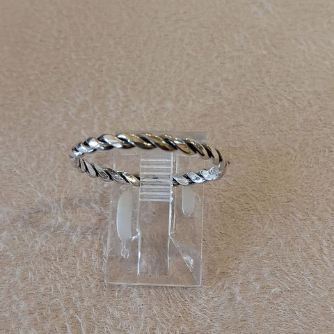 narrow twisted silver band
