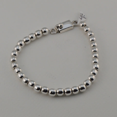 classic all silver beaded bracelet - 6 mm. round beads