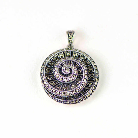 nautilus spiral shell medium marcasite pendant