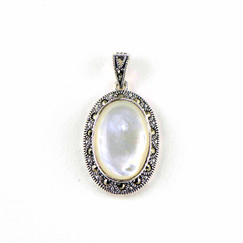 mother of pearl marcasite pendant