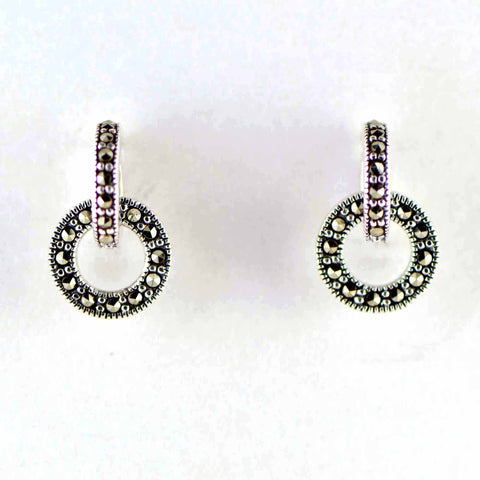 Loose Circle Marcasite Post Earrings