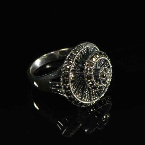 marcasite spiral shell ring