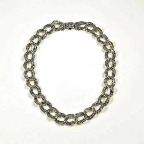 marcasite double curb necklace