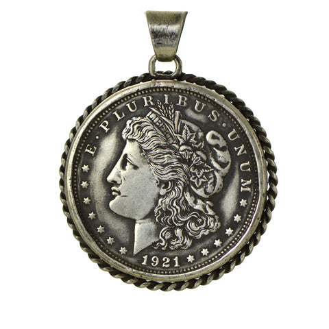 Morgan Silver Dollar Oxidized Pendant