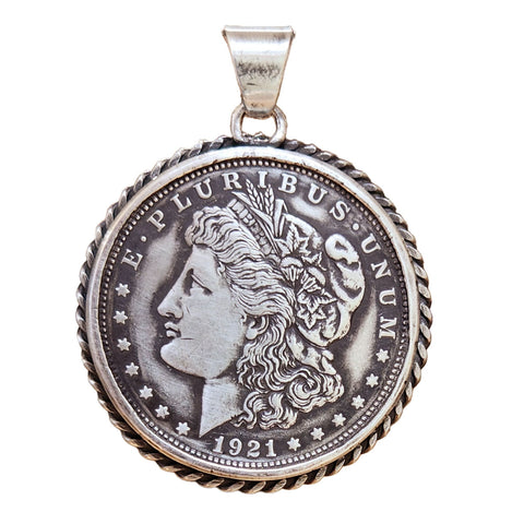 Morgan Silver Dollar Oxidized Pendant