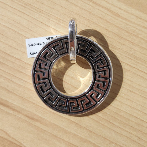 greek key large ring pendant