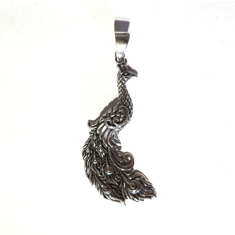 Ornate Oxidized Peacock Pendant