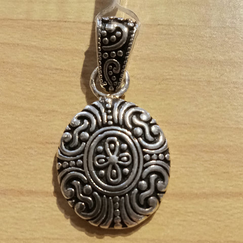 Oval Oxidized Pendant with Cross