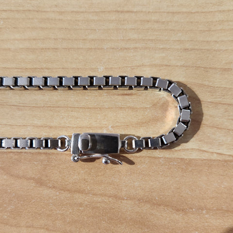 wide oxidized box chain bracelet – Mar Silver Jewelry