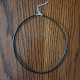 Black Leather 2 mm. Cord Necklace 16 Inch with 2 Inch Extender