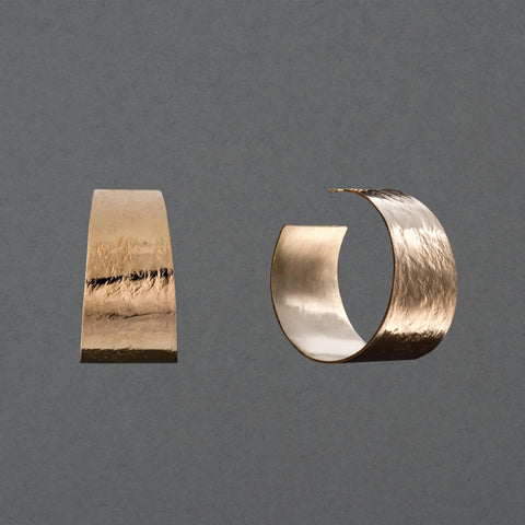Gold Fill Textured Wide Flat Hoops