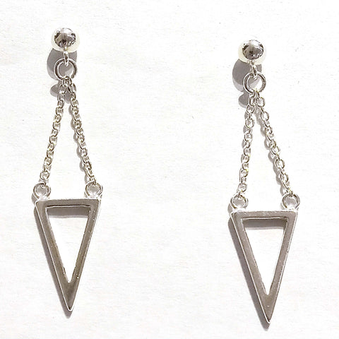 Triangle with Chain Post Earrings