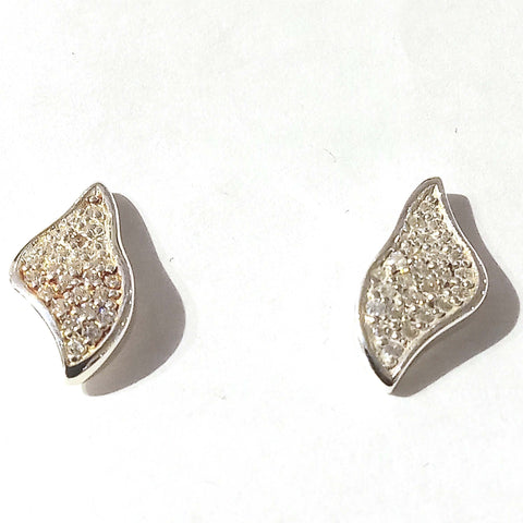 Pave CZ Wave Post Earring