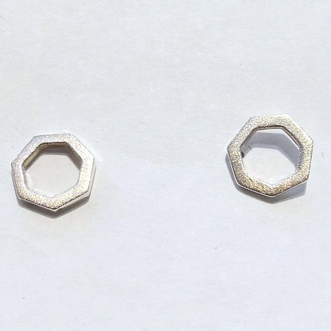 Heptagon Scratch Finish Post Earrings