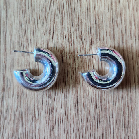 high polish sterling silver tube hoop earrings with posts