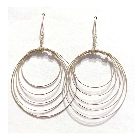 5 Thin Wire Circle Hook  Earrings
