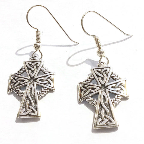 Celtic Cross Hook Earrings