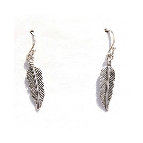 Silver Feather Hook Earrings