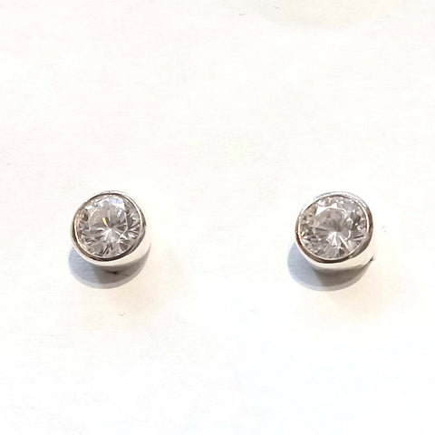 Round Clear CZ Post Earrings