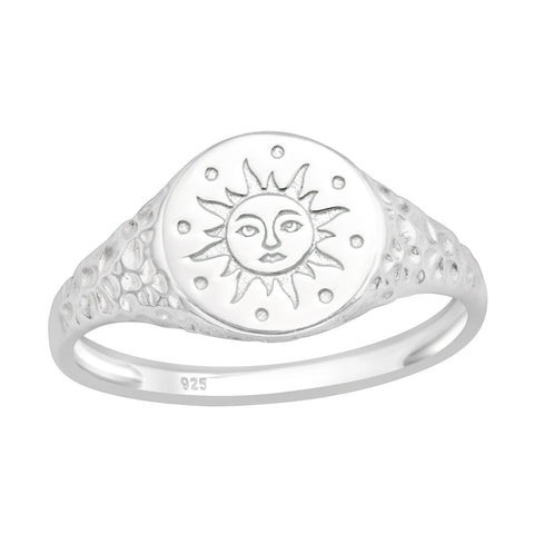 Silver Sun Signet Ring
