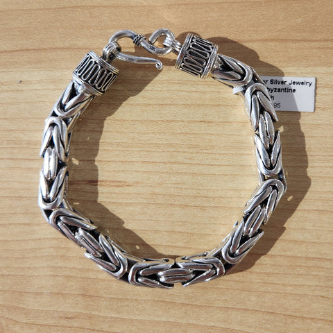 extra large square byzantine bracelet – Mar Silver Jewelry