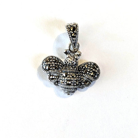 small marcasite and sterling silver bee shaped pendant