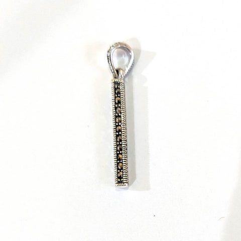 marcasite and silver squared baton small pendant