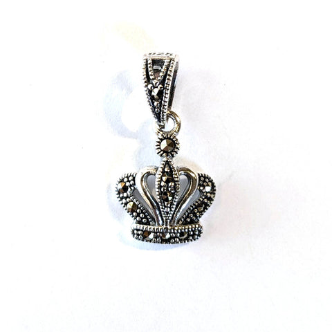 small marcasite and silver crown shaped pendant