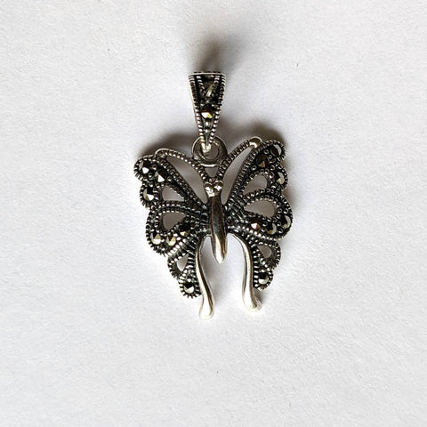small sterling silver and marcasite butterfly pendant