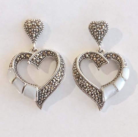 Heart Earrings with Mother-of-Pearl