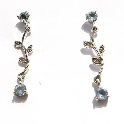 Blue Topaz Vine Flower Earrings