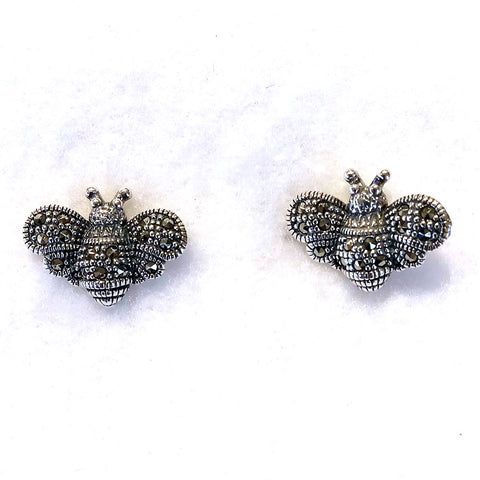marcasite post earrings bumble bee shape