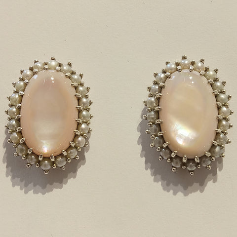 Pink Oval Mother-of-Pearl Earrings