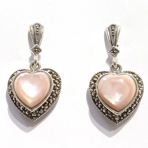 Pink Mother-of-Pearl Heart Earrings