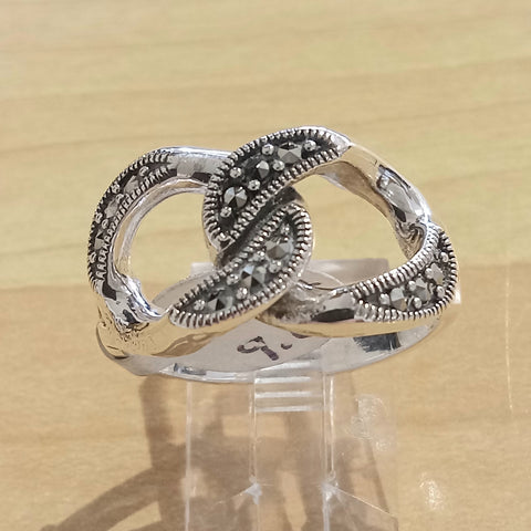 Marcasite Curb Link Ring